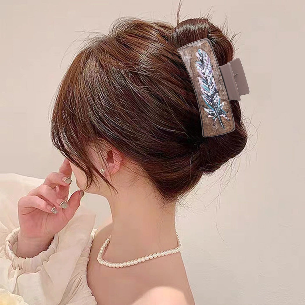 Beau - Western Feather Print Hair Claw
