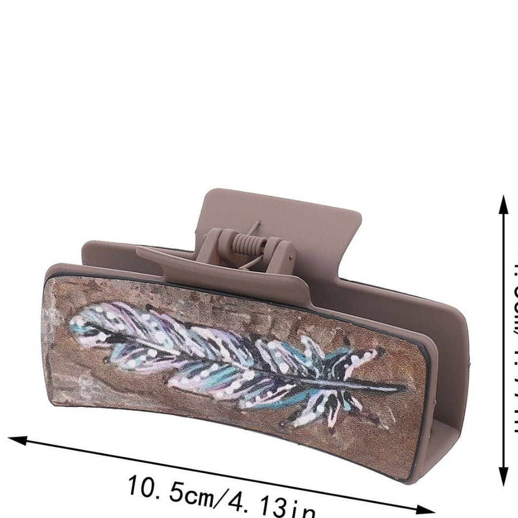 Beau - Western Feather Print Hair Claw