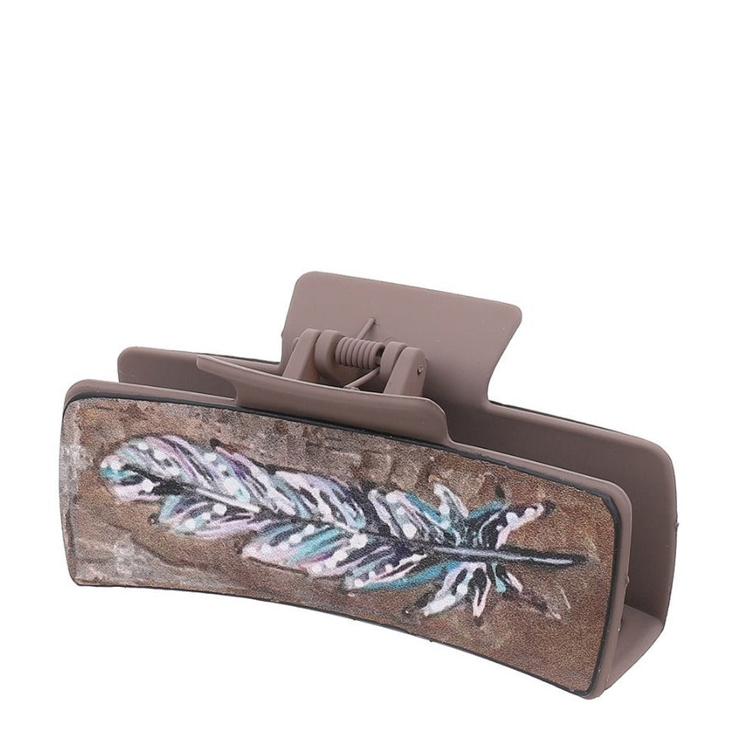 Beau - Western Feather Print Hair Claw