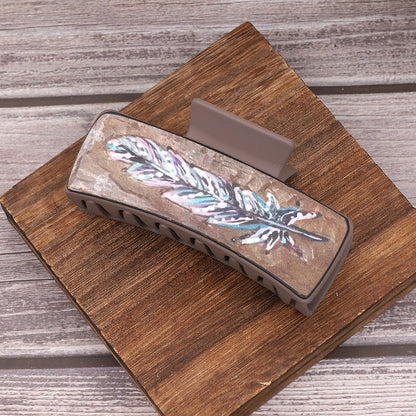 Beau - Western Feather Print Hair Claw