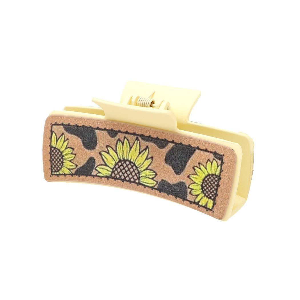 Beau - Sunflower Cow Print Hair Claw 90111