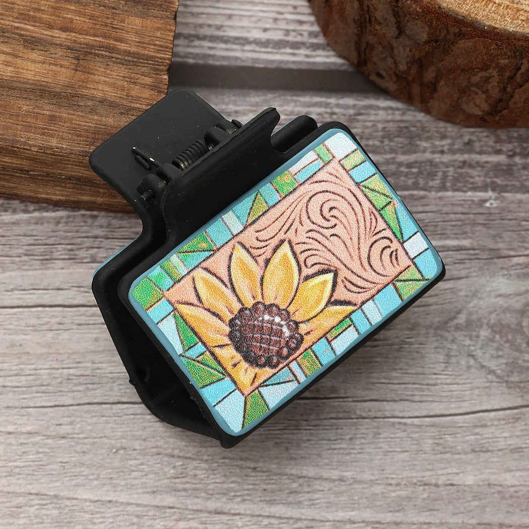 Beau - Sunflower Cactus Print Hair Claw