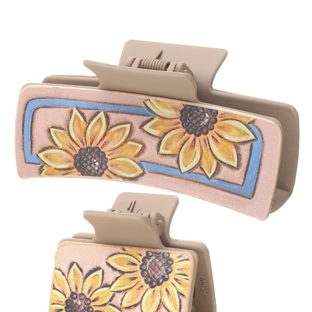 Beau - Sunflower Cactus Print Hair Claw