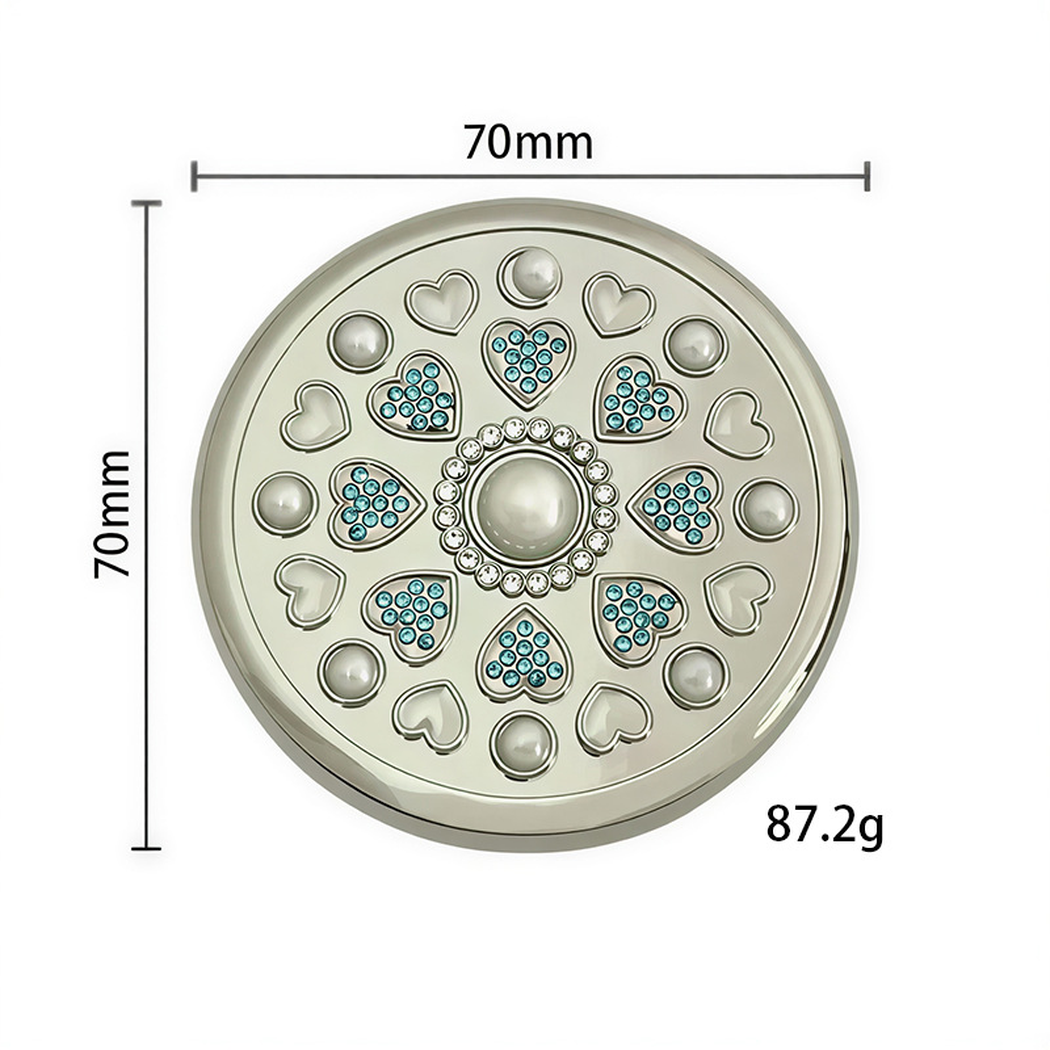 Round compact mirror dimensions: 70 × 70 mm; 87.2 g