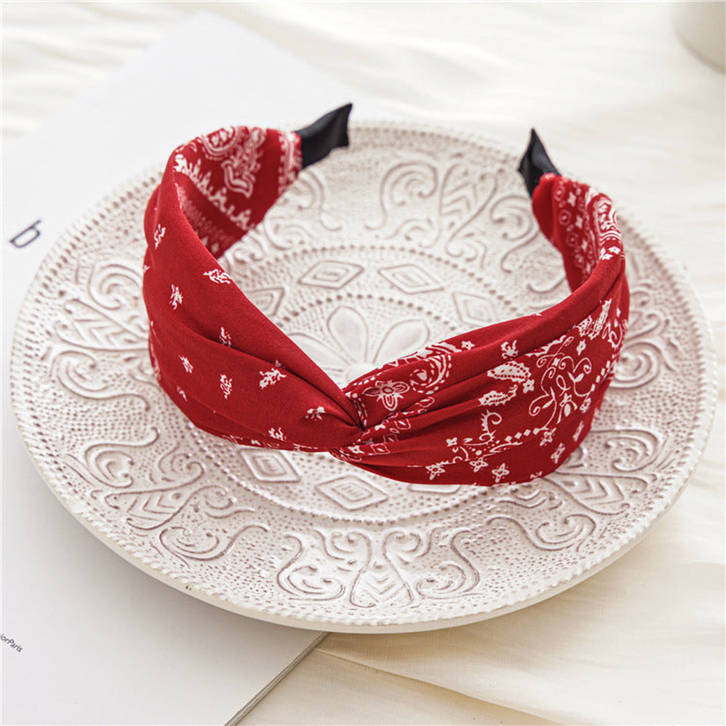 Gifty - Paisley Knotted Wide Headband - Red variant