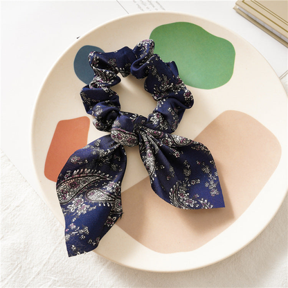 Gifty - Paisley Leopard Bow Scrunchie - PaisleyNvy variant