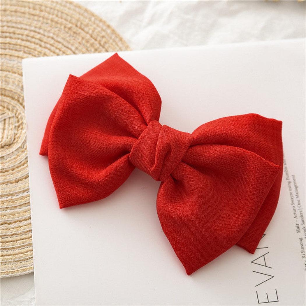 Beau - Solid Bow Hair Clip - Red variant