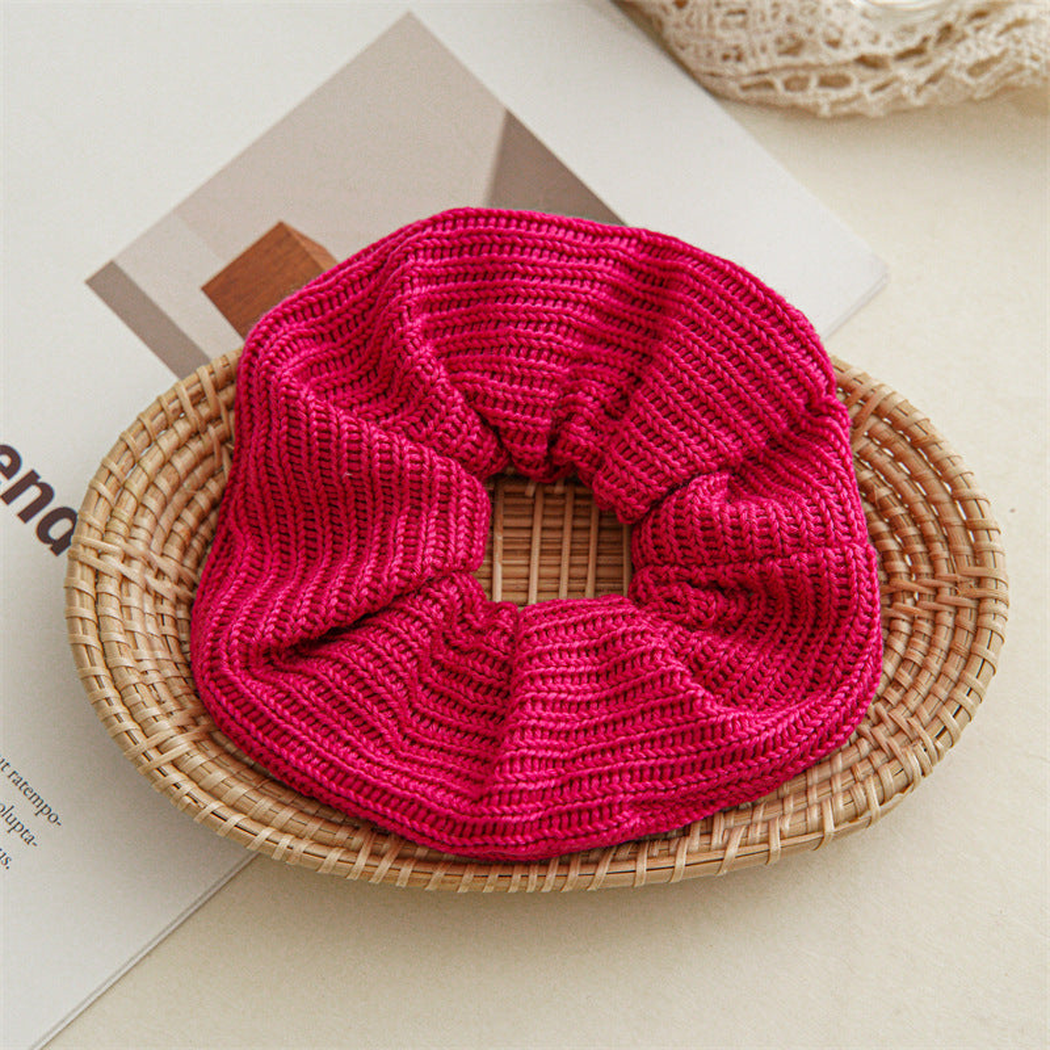 Gifty - Solid Knit Oversized Scrunchie - Fuchsia variant