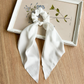 Gifty - Solid Satin Scarf Scrunchie - White variant