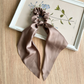 Gifty - Solid Satin Scarf Scrunchie - LightBrown variant