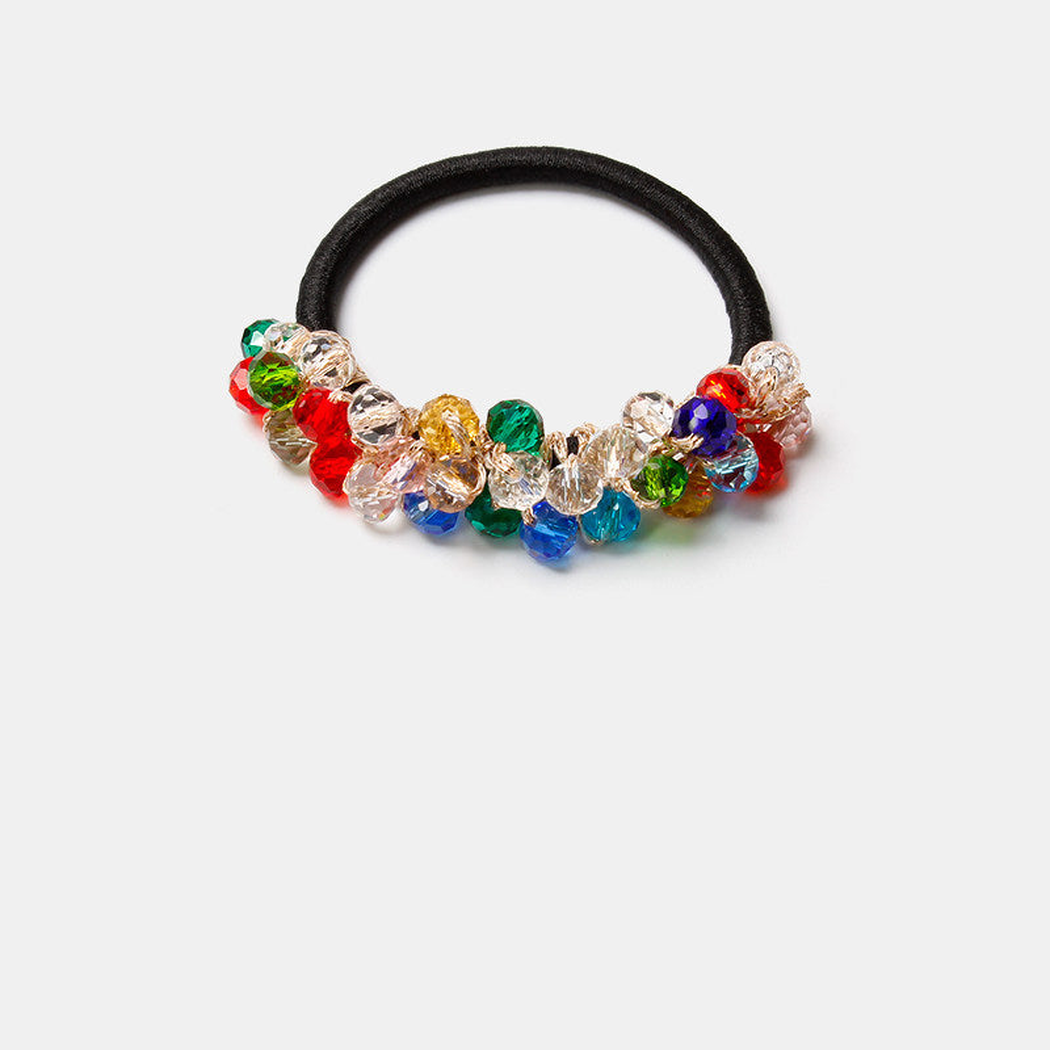 Rainbow Gifty - Crystal Bead Hair Tie on neutral background
