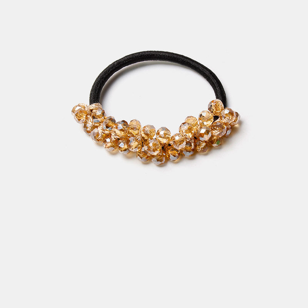 Champagne Gifty - Crystal Bead Hair Tie on neutral background