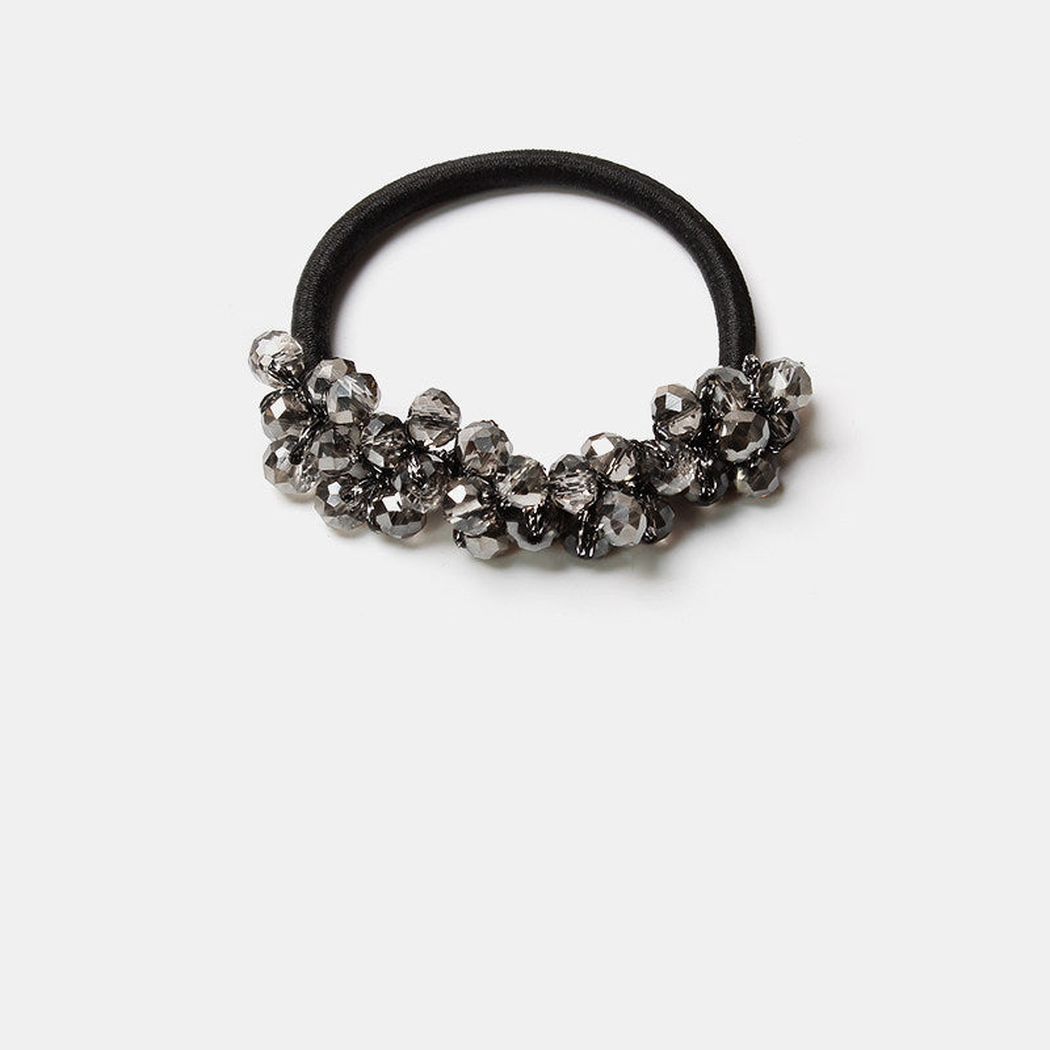 Gray Gifty - Crystal Bead Hair Tie on neutral background