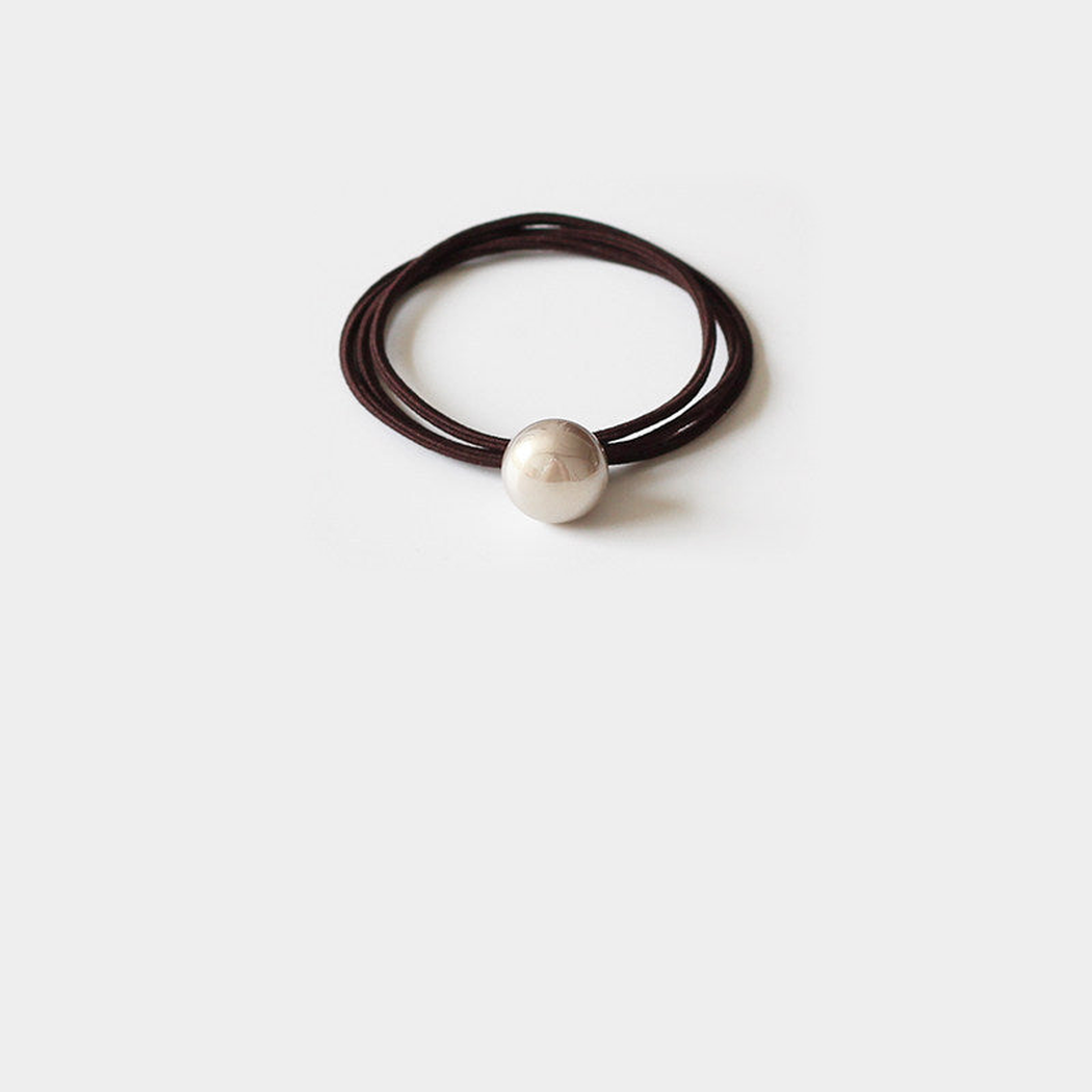 Brown Gifty - Round Pearl Bead Hair Tie on neutral background