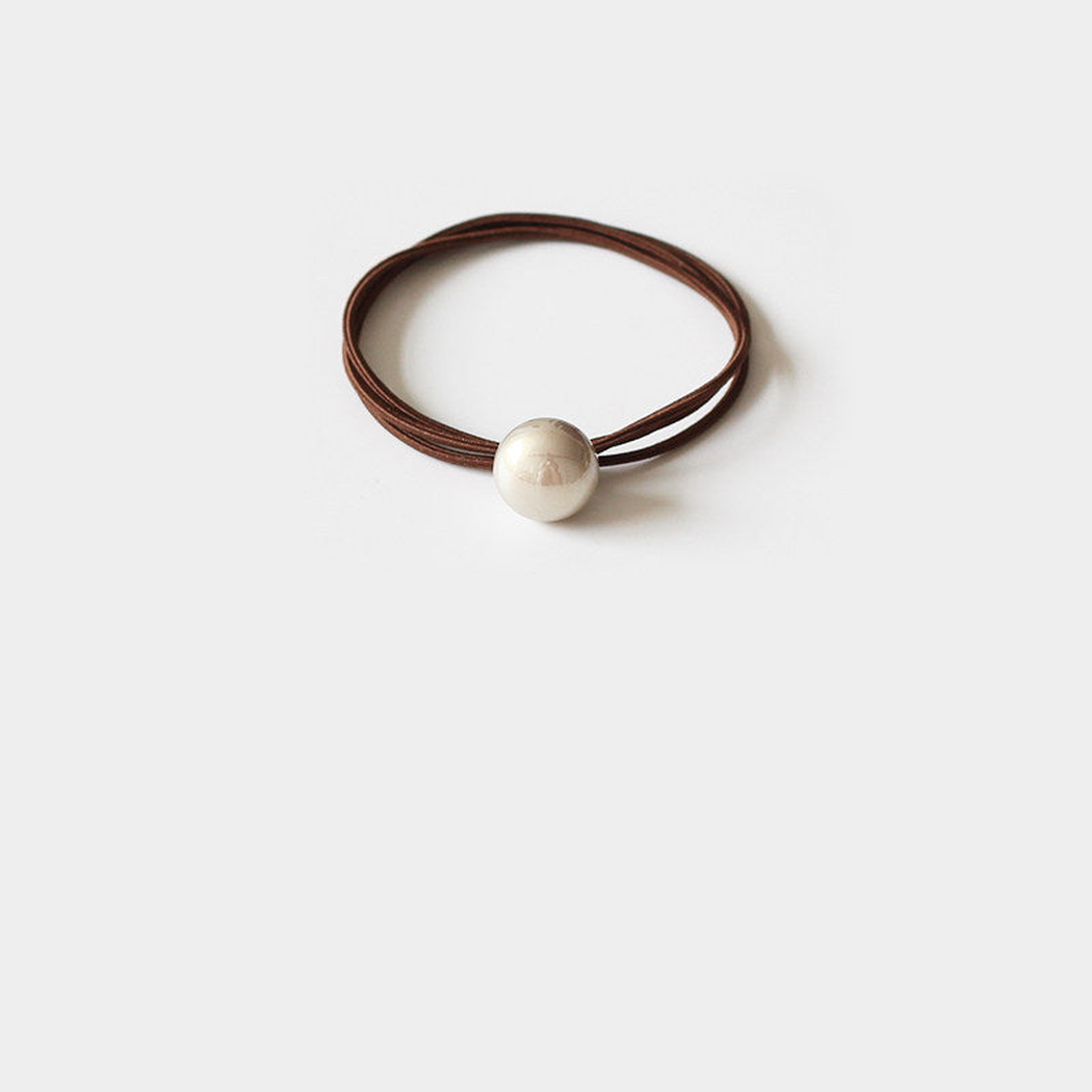 Coffee Gifty - Round Pearl Bead Hair Tie on neutral background