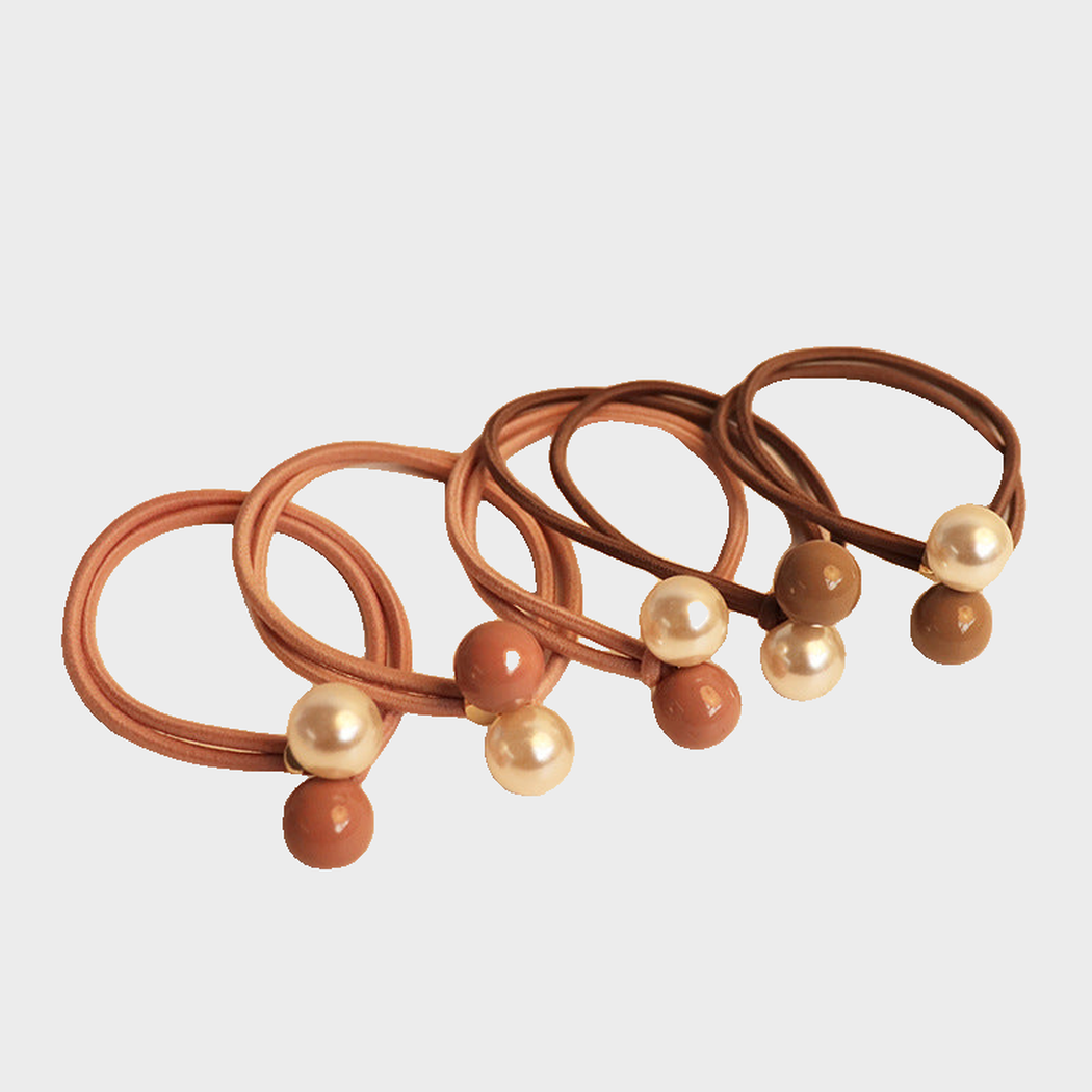LtBrown Gifty - Round Elastic Hair Tie on neutral background