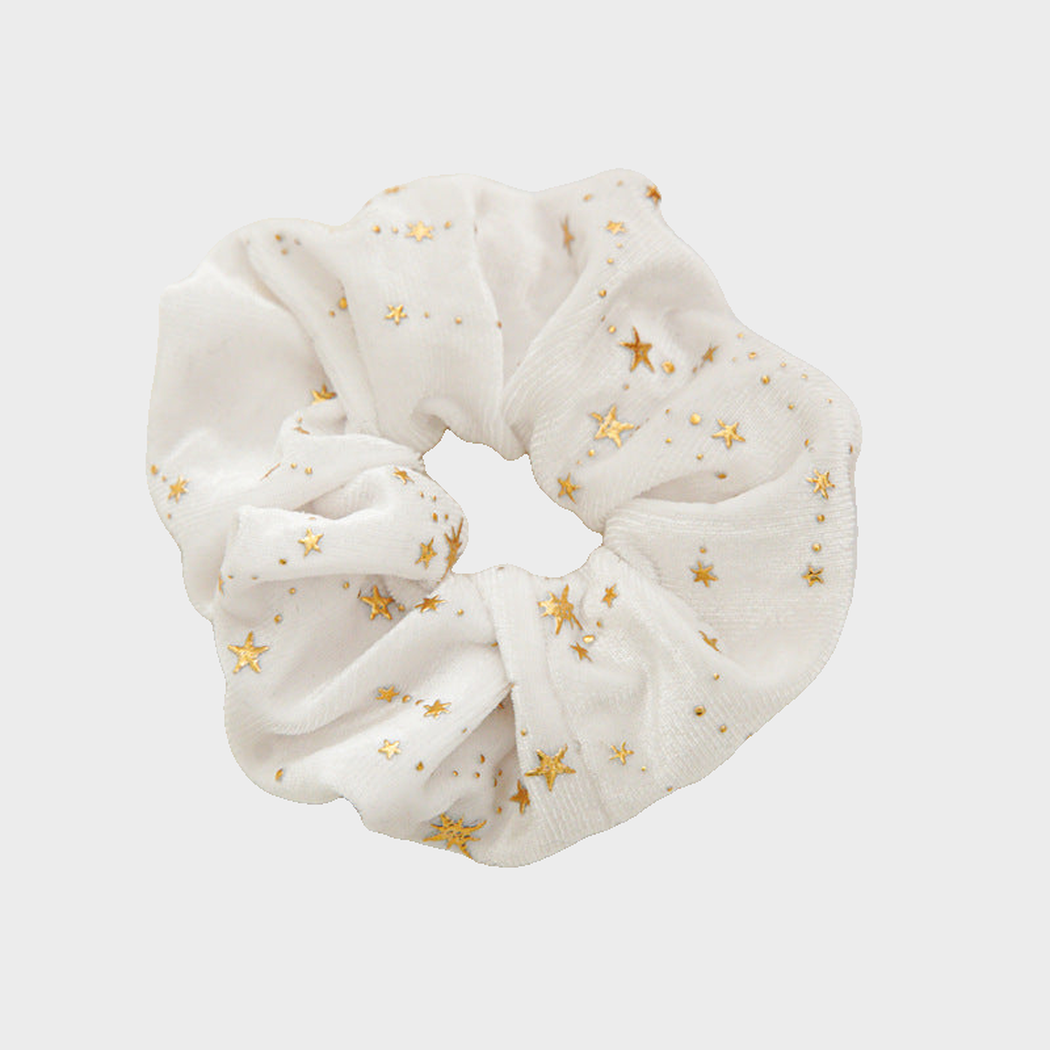 StarWhite Gifty - Star Plush Scrunchie on neutral background
