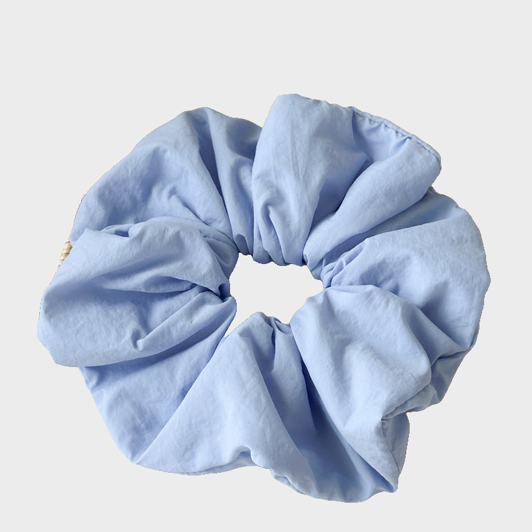 Blue Gifty - Pastel Padded Scrunchie on neutral background