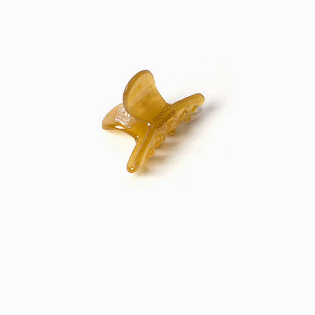 Yellow Beau - Marbled Mini Hair Claw on neutral background