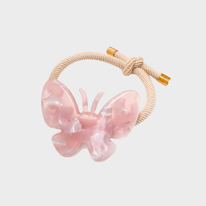FloralPink Gifty - Butterfly Charm Hair Tie on neutral background