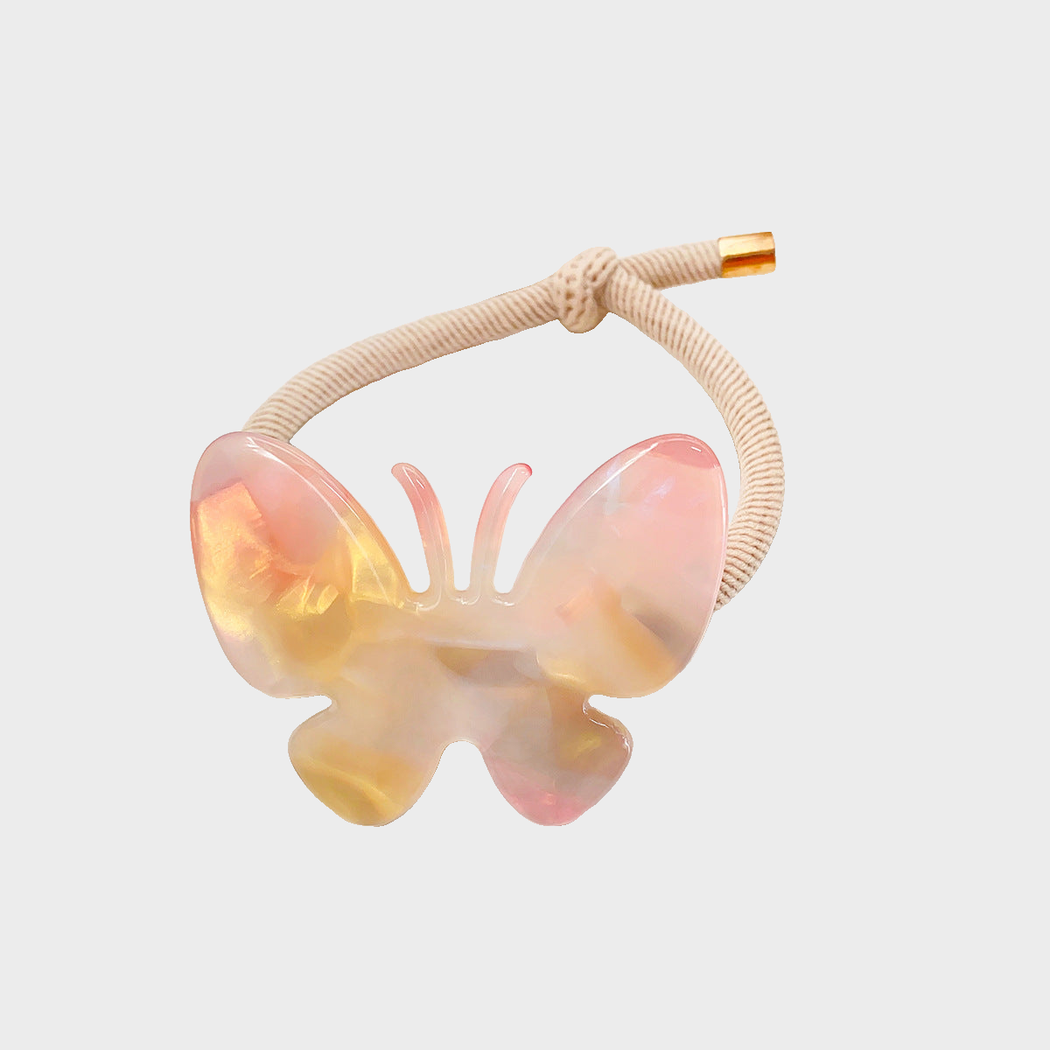 IridPink Gifty - Butterfly Charm Hair Tie on neutral background
