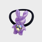 Purple Gifty - Mixed Pattern Bunny Charm Hair Tie on neutral background