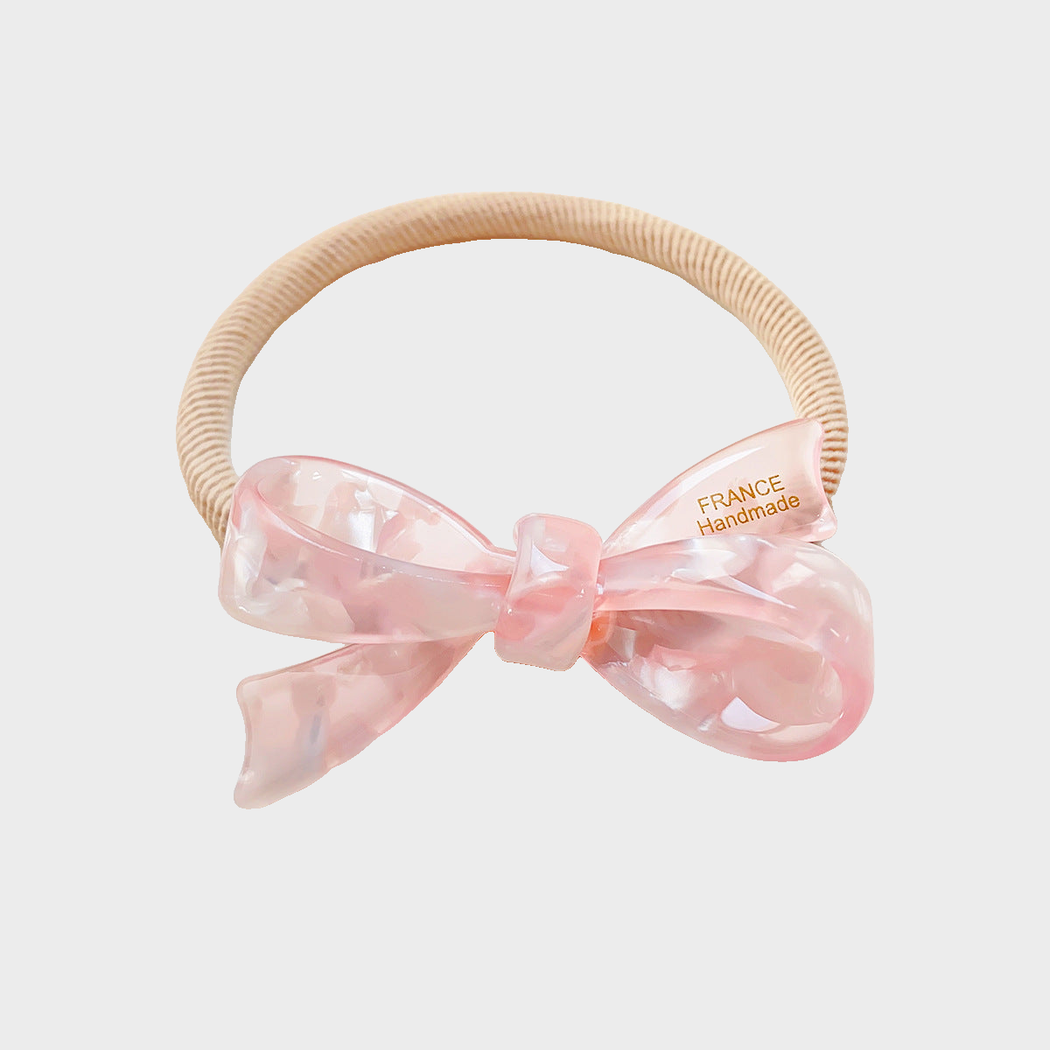 FloralPink Gifty - 3D Bow Hair Tie on neutral background