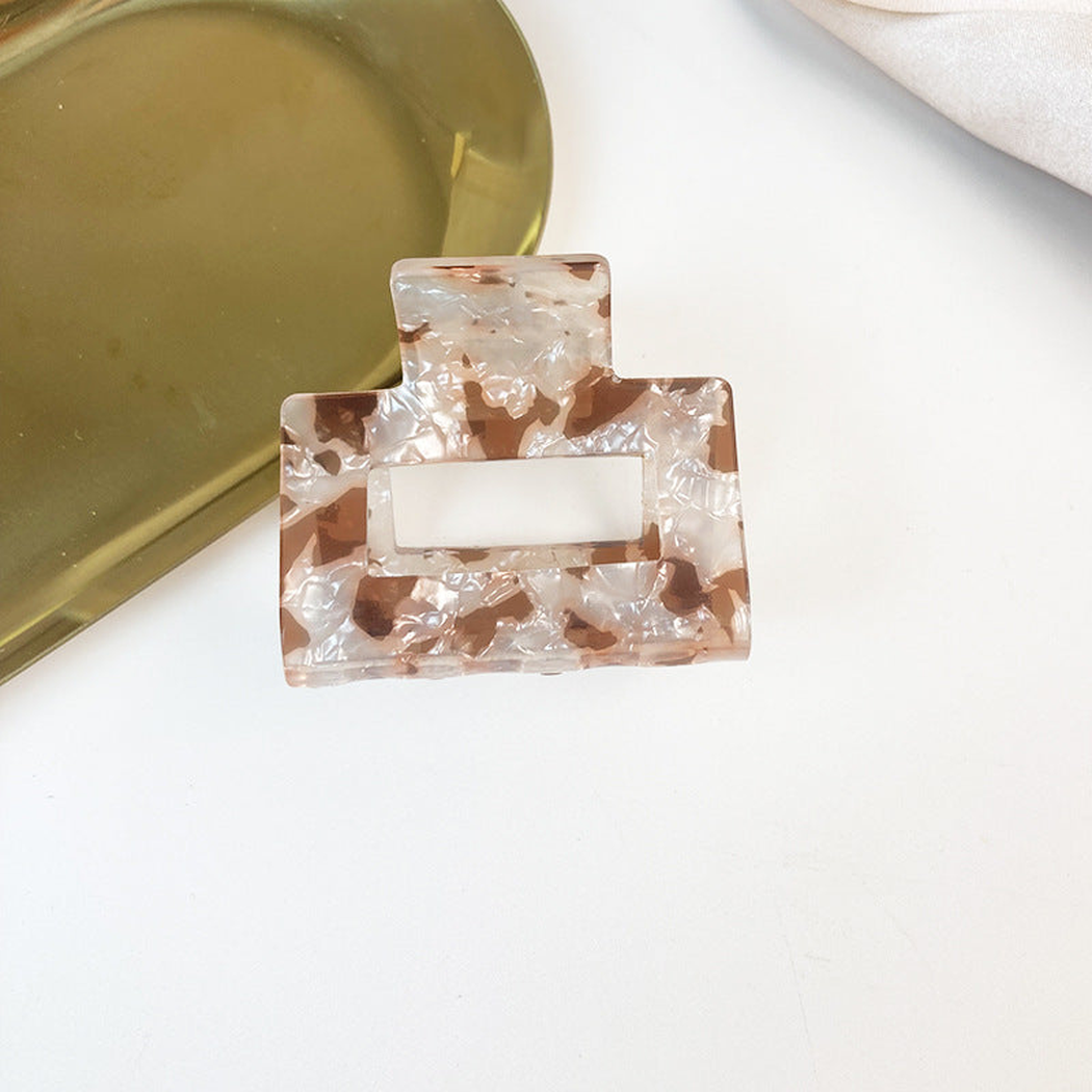 Beau - Marbled Square Hair Claw - PinkMarble variant