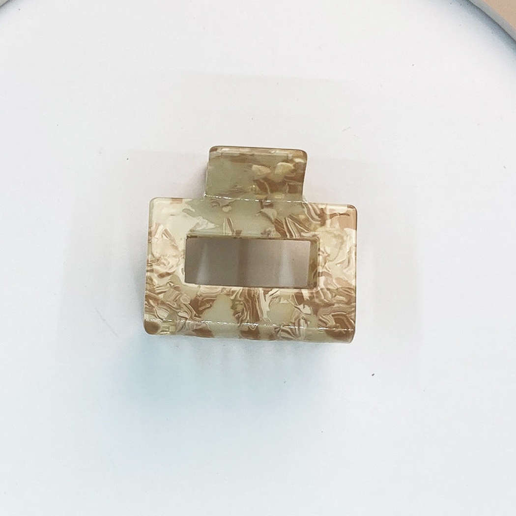 Beau - Marbled Square Hair Claw - BeigeMarble variant