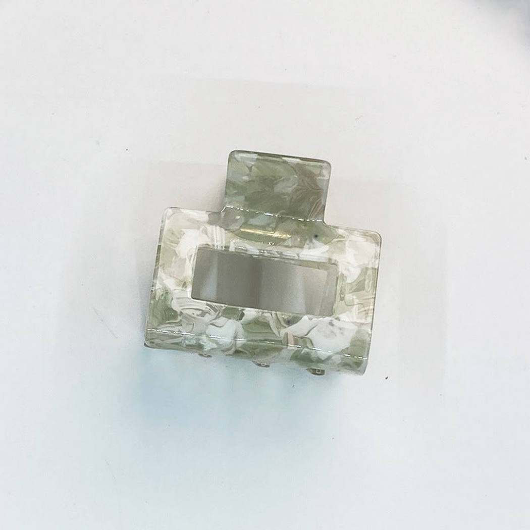 Beau - Marbled Square Hair Claw - OliveMarble variant