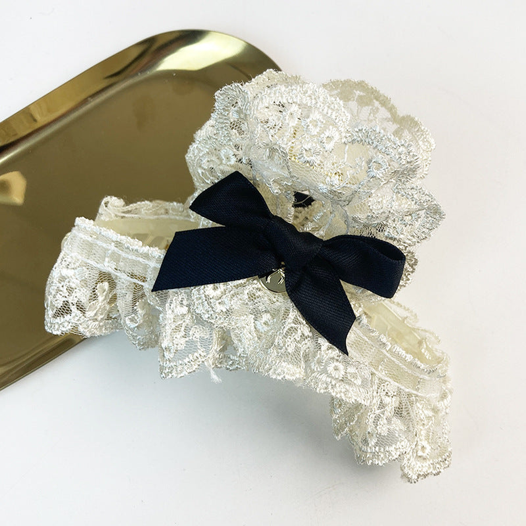 Beau - White Lace Floral Hair Clip Collection - BowLaceClaw variant
