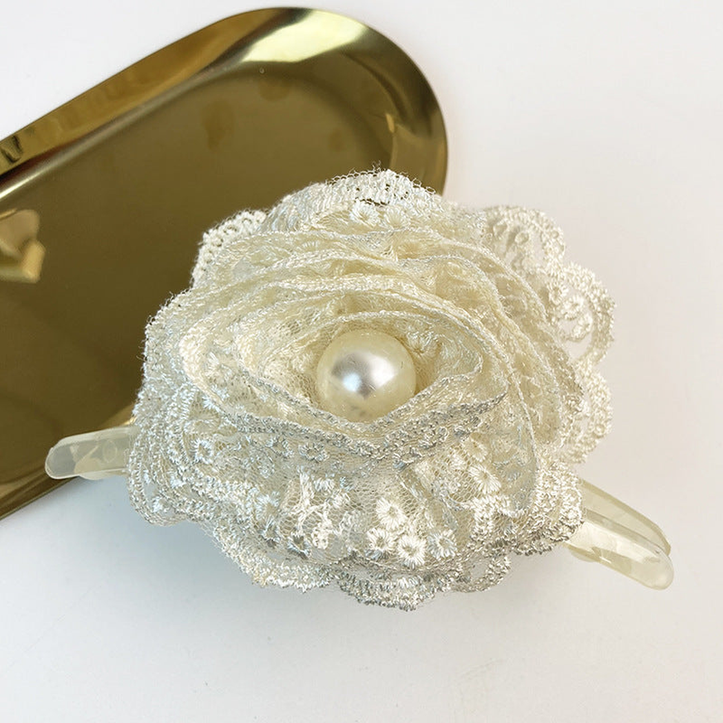 Beau - White Lace Floral Hair Clip Collection - FlwrLaceCl variant