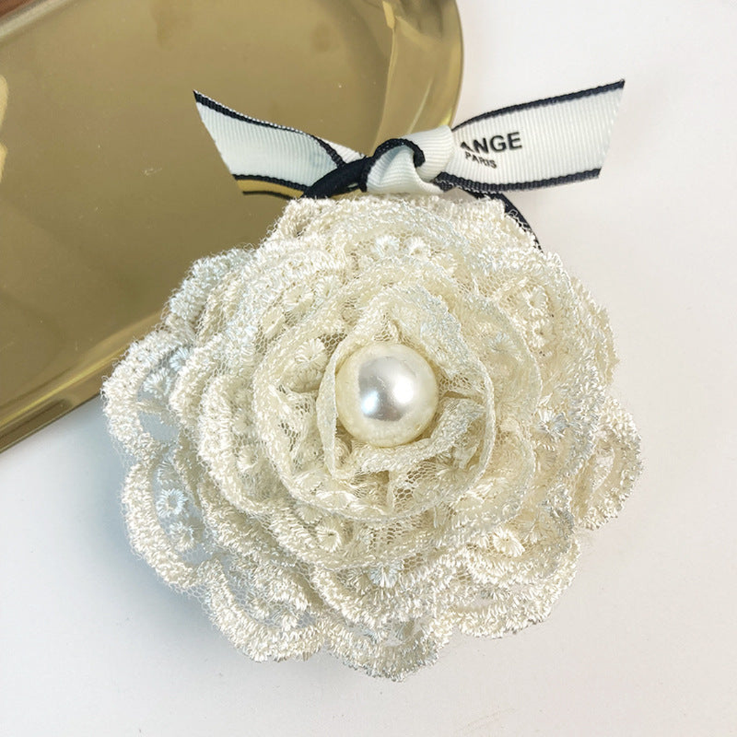 Beau - White Lace Floral Hair Clip Collection - FlwrLaceBar variant