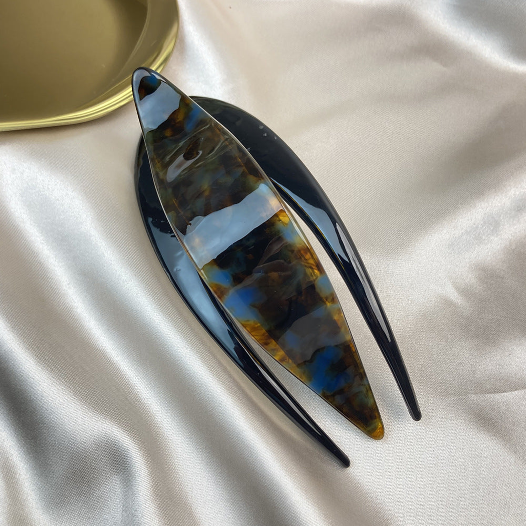 Beau - Fishtail Long Duckbill Hair Clip - BlueBrown variant