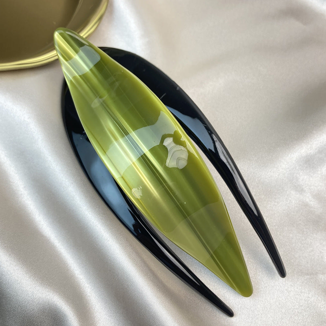 Beau - Fishtail Long Duckbill Hair Clip - OliveGreen variant
