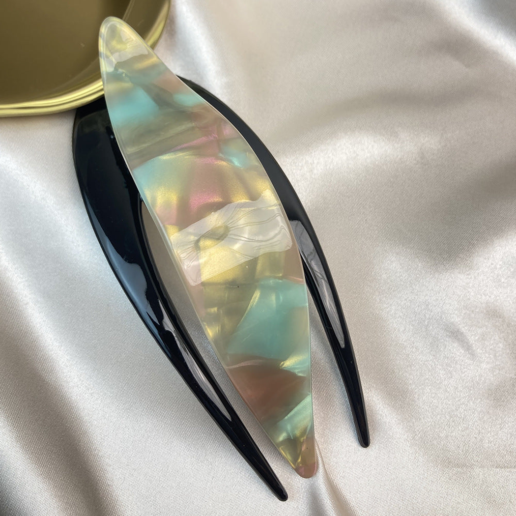 Beau - Fishtail Long Duckbill Hair Clip - Iridescent variant