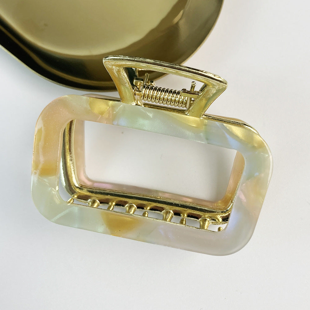 Beau - Rectangular Openwork Hair Claw - Iridescent variant