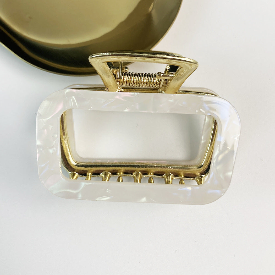 Beau - Rectangular Openwork Hair Claw - PearlWhite variant