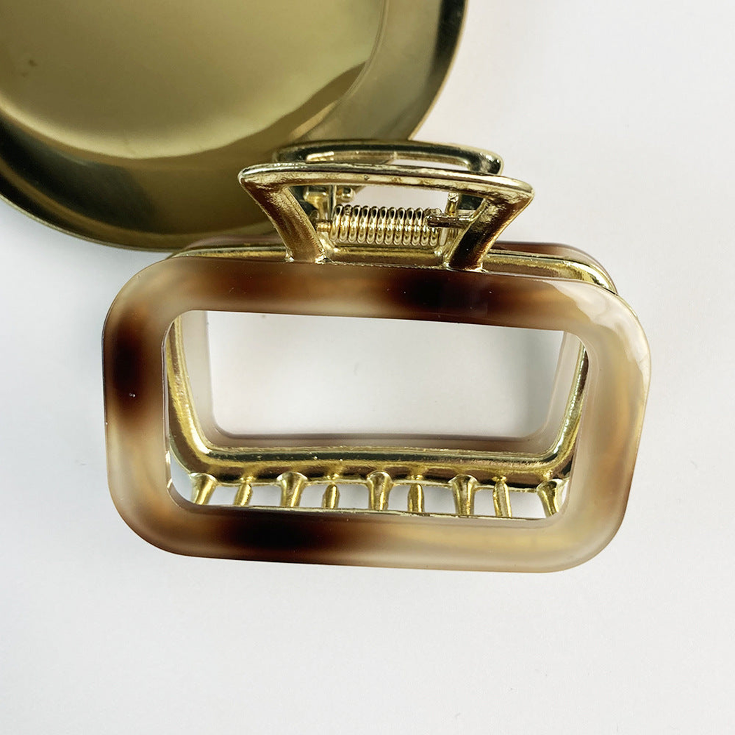 Beau - Rectangular Openwork Hair Claw - Tortoise variant