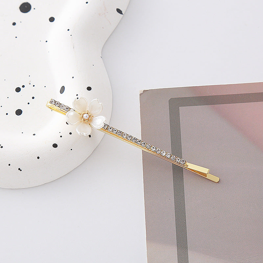 Beau - Opal Floral Gold Tone Hair Clip Collection - SglOpalBar variant