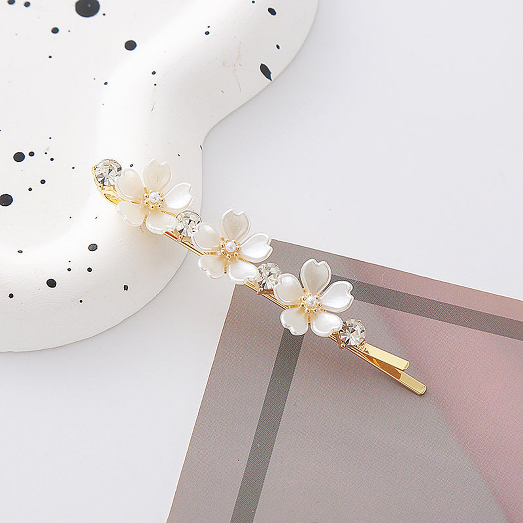Beau - Opal Floral Gold Tone Hair Clip Collection - TriOpalBar variant