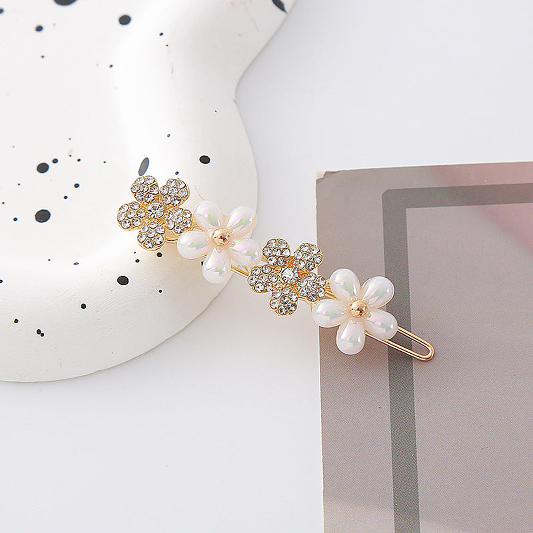 Beau - Opal Floral Gold Tone Hair Clip Collection - PrlCrystCl variant