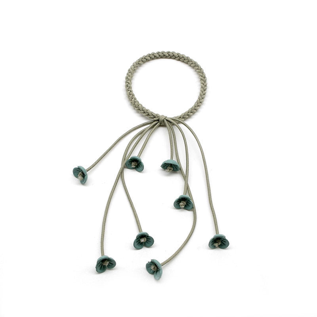 Gifty - Floral Tassel Braided Hair Tie - MintGreen variant