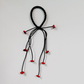 Gifty - Floral Tassel Braided Hair Tie - BlackRed variant