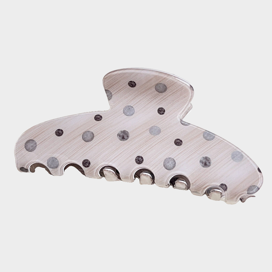 CresGray Beau - Polka Dot Woodgrain Hair Claw on neutral background