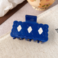 Beau - Wavy Checkered Square Hair Claw - Navy variant
