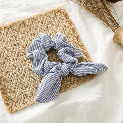 Gifty - Pinstripe Ribbon Bow Scrunchie - LtBlueRb variant