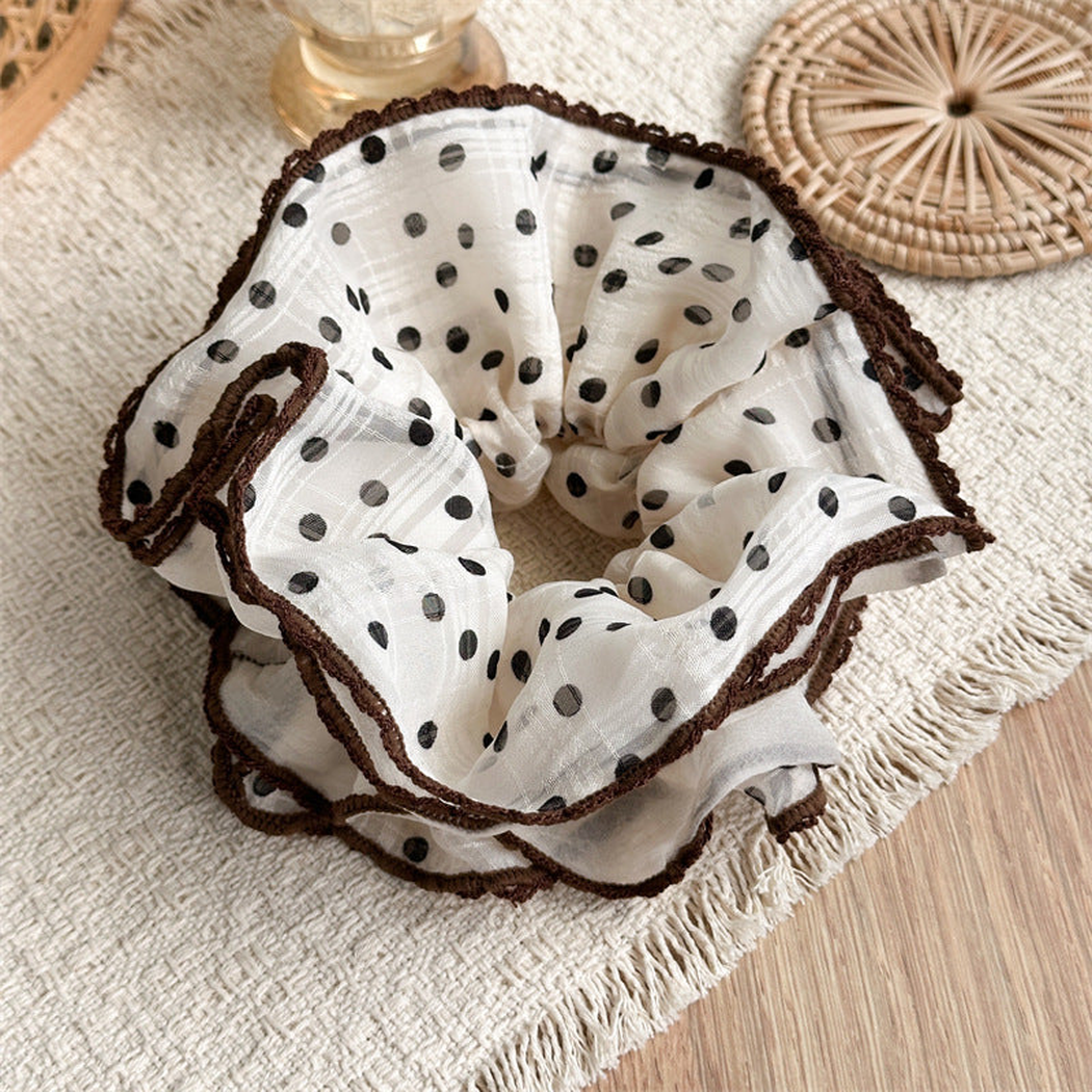 Ivory Gifty - Polka Dot Lace Oversized Scrunchie single variant view