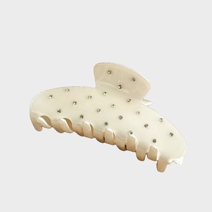 White Beau - Rhinestone Neutral Large Hair Claw on neutral background