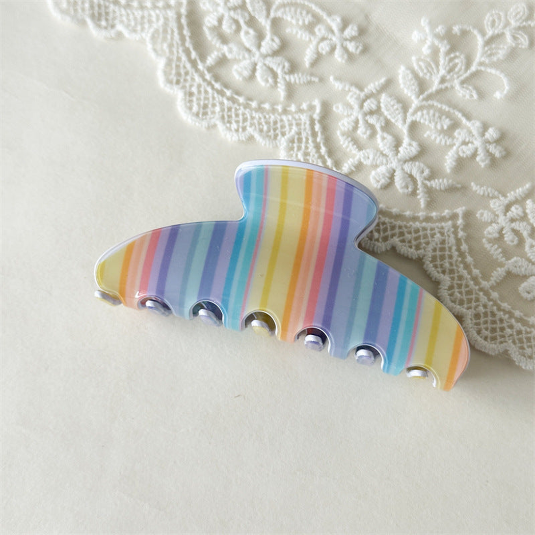 Beau - Rainbow Striped Hair Claw - Large variant